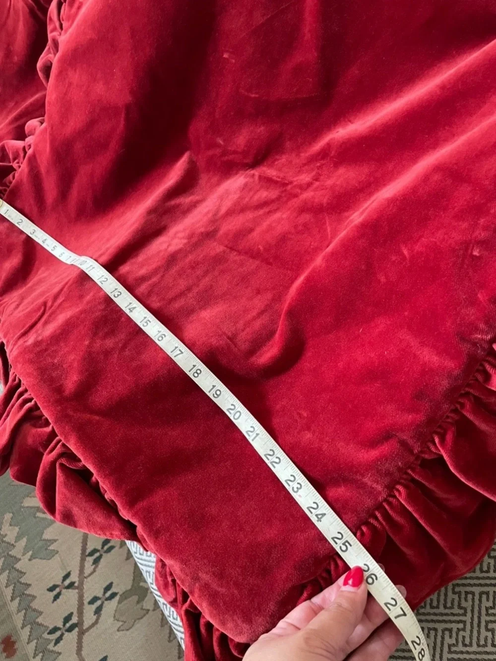 Vtg Ralph Lauren Pair Euro Shams Red Velvet Ruffle Aragon Guinevere